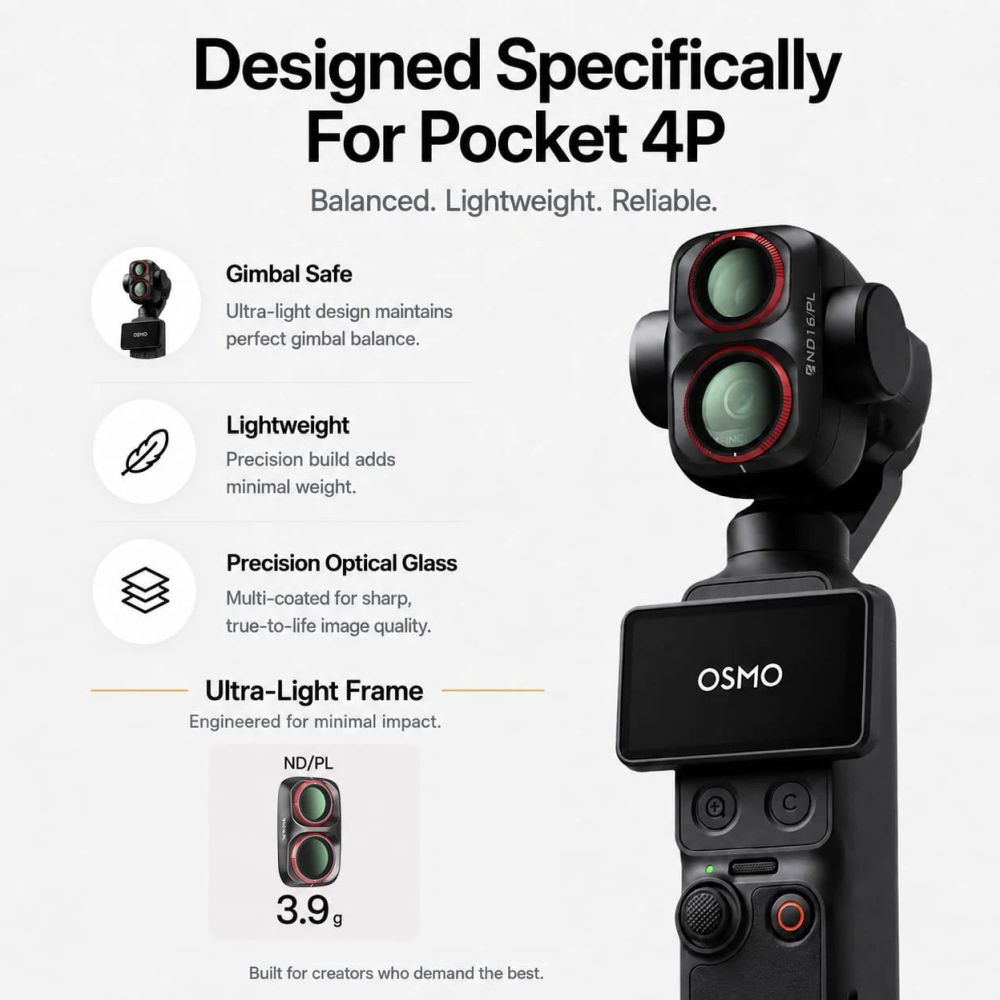 Freewell Osmo Pocket 4P ND16/PL Filter - Black