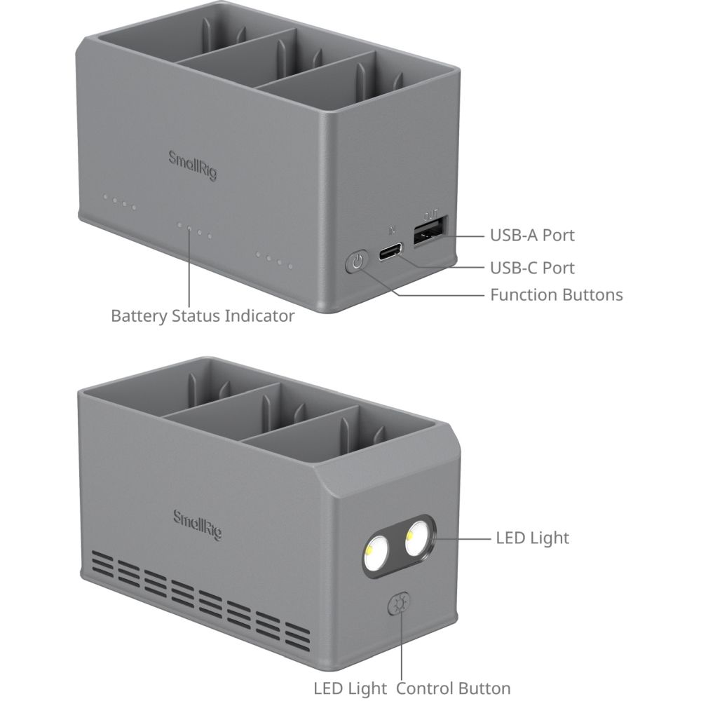 SmallRig 6502 100W Caricabatterie per DJI Mini 5 / 4 / 3 Pro