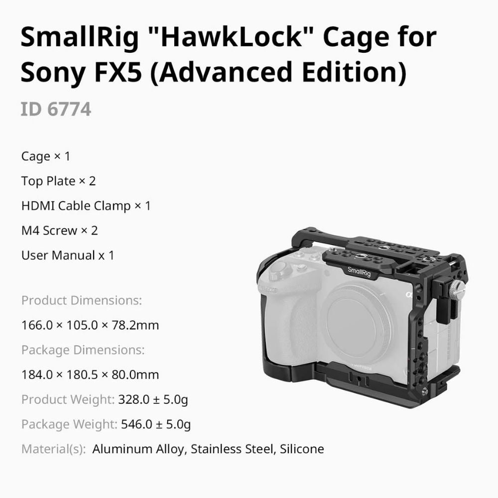 SmallRig 6774 "HawkLock" Advanced Gabbia per Sony FX5